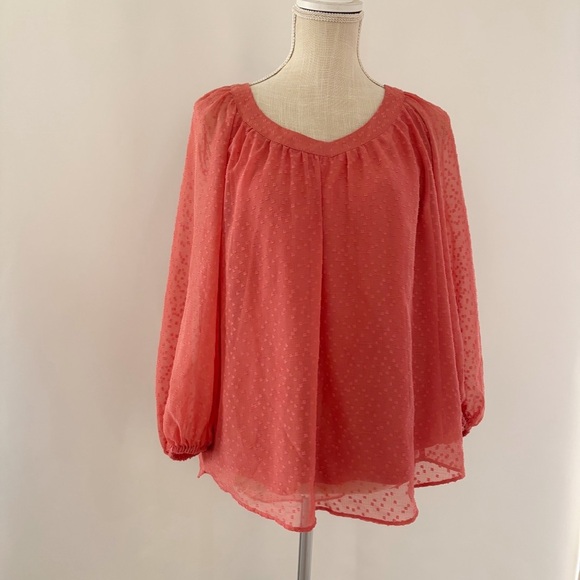 LC Lauren Conrad Pink Asymmetrical 3/4 Sleeve Blouse - Picture 1 of 9